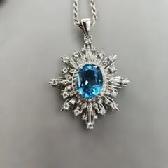 ブルートパーズ サファイア ペンダントトップ ワイヤージュエリー