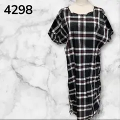 【希少美品】4298シズカコムロ　シルク混　チュニックワンピース　チェックのサムネイル