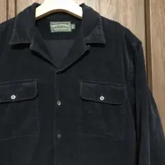 90s ポロカントリー コーデュロイ オープンカラーシャツ M 黒 RRL