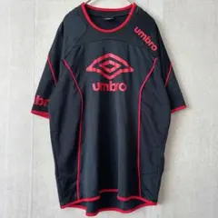 アンブロ プラクティスシャツ O XL 黒赤 ビッグロゴ サッカー 半袖