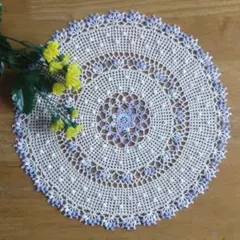 88《メルヘンサークル・ブルーグラデーション》レース編みドイリー