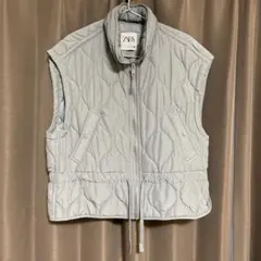 ZARA キルティングダウンベスト くすみライトブルー
