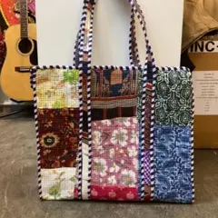 新品❤️ブロックプリントキルティングパッチワークトートバッグ