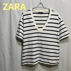 ZARA ボーダーカットソー　半袖　綿100%