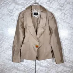 【ジョリーマダム】シルクジャケット（ベージュ）L デザインボタン