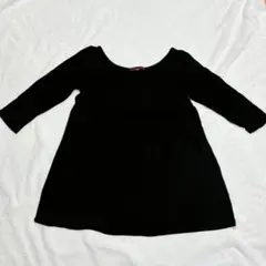 黒い七分袖チュニック Lサイズ 無地 シンプル