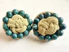 年代物 グリーン系 黄緑 green 大ぶりコスチュームジュエリーイヤリング