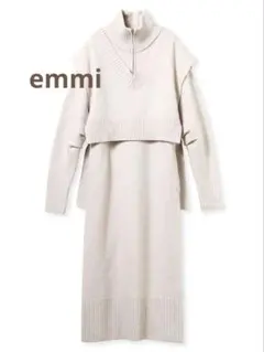 【emmi】ベスト×ハーフジップニットワンピース