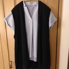 紺ジレ 綿麻