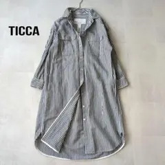 TICCA ティッカ ストライプ シャツワンピース ロング丈 長袖 Fサイズのサムネイル