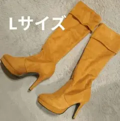 Lサイズ ニーハイブーツ ロングブーツ ヒールブーツ　キャメル　高ヒール　ブーツ