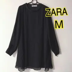 ZARA ザラ　シアーワンピース　クルーネック　ブラック
