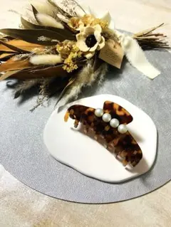 アレクサンドルドゥパリ ブルーマーブル クリスタル ヘアクリップ 美品