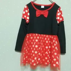ミニーマウス風 ドット柄 キッズ ワンピース 120cm