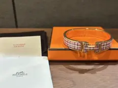 HERMES クリッククラック ブレスレット チェック柄 ピンク - メルカリ