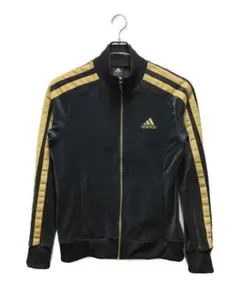 【激レア】ベロア アディダス トラックジャケット 刺繍ロゴ 00S 黒金L