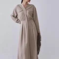 OPAQUE.CLIP ウールライクフィット&フレアワンピース ベージュ