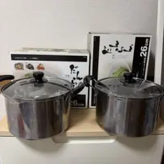 【エコメルカリ便設定のみ購入可】ステンレス製ガラス蓋付き兼用両手鍋26cm 2個のサムネイル