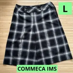COMME CA IMS ガウチョパンツ　Lサイズ　チェック柄　プリーツ入り