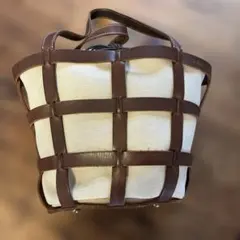 Folna♣️フォルナキャンバスヌメ革トートbag レザーバスケットバッグのサムネイル