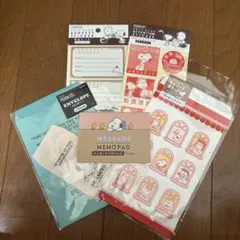 スヌーピー メッセージメモパッド＆封筒シール5点セット