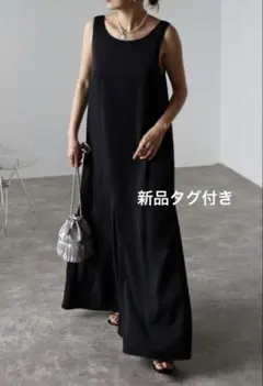 新品ボンジュールサガン　裾フレアタンクロングワンピース　ブラックロングワンピースのサムネイル