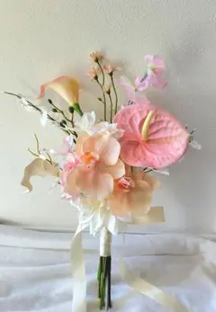 No.2877クラッチブーケアーティフィシャルフラワーピンク 造花ウェディング