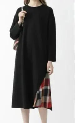 連休価格 ブルーレーベル クレストブリッジ ポンチジャージーワンピース 38 黒