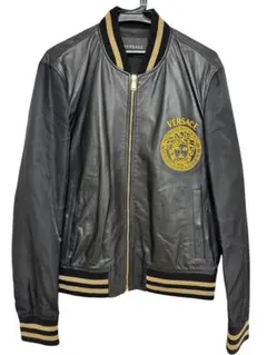 超希少!! ベルサーチ ヴィンテージ 本革 レザージャケット ※ファスナー難アリ VERSACE(ヴェルサーチェ) レザージャケット(メンズ) - ブランド通販のBUYMA