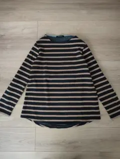 裏起毛　長袖カットソーL ブラックベージュロングTシャツ　黒