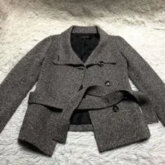 美品✨】INDIVI ヘリンボーン ウールコート 36 ショート グレー