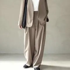 Semoh 22SS リネンピンタックスラックス グリーン系 イージーパンツ 麻
