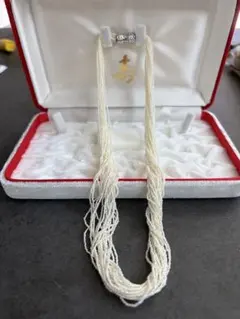 750 ホワイトゴールド あこや真珠 砂ケシネックレス 25連 極小 