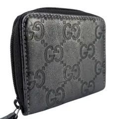 【美品】GUCCI シマ ケース 小銭入れ ブラック レザー メンズ グッチシマ グッチ財布 GUCCI 小銭入れ カードケース メンズ