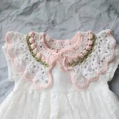 (受注生産中‼️)ハンドメイド ベビー かぎ編みファッション雑貨 お花 つけ襟