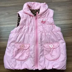 ミキハウス　リバーシブルベスト　ピンク　ドット柄90サイズ