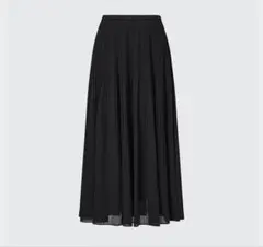 【UNIQLO】黒 プリーツシフォスカート　丈短め