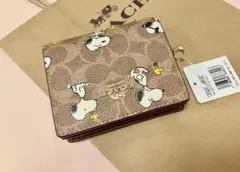 新品 【COACH X PEANUTS】スナップ ウォレット スヌーピー