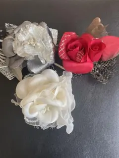花モチーフコサージュ３点セット