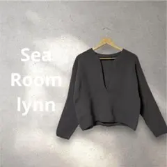 ✨シールームリン ディープVネック コットンライクニット チャコールグレーのサムネイル