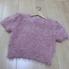 GRL グレイル 半袖 シャギーニット ピンク F