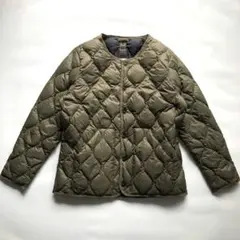 ★TAION★ダウンジャケット ノーカラー XL オリーブ ライトアウター