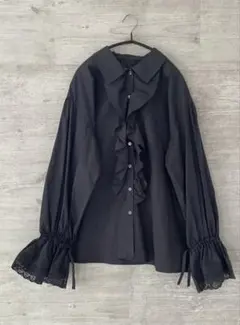 yori スカラップ 長袖ブラウス ブラック - メルカリ