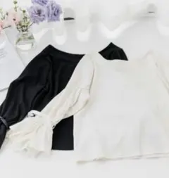 CLETTE(クレット) 袖レースデザインリブプルオーバー 大きいサイズトップス