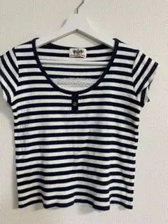 PETITREITRE Tシャツ ホワイトネイビー　ボーダー