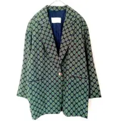CORDIER ジャケット 総柄 XL ネイビー グリーン キュプラ 軽量のサムネイル
