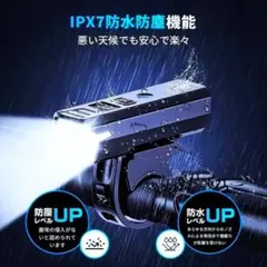 光センサー 自動点灯 自動消灯 残量メーター付き 自転車ライト 300ルーメンのサムネイル