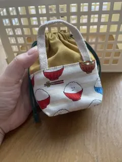 お茶碗柄のおにぎり巾着ポーチ
