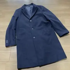 UNIQLO ウールロングコート S ネイビー カシミヤ混