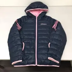 adidas 中綿ダウンジャケット M ネイビー/ピンク